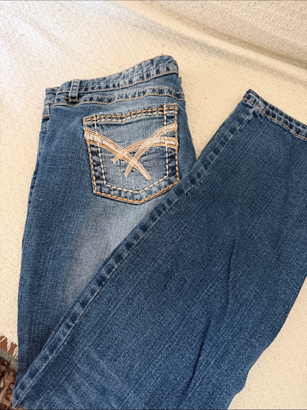 Red Camel Women's Blue Boot Cut Jeans with Embroidered Back Pocket